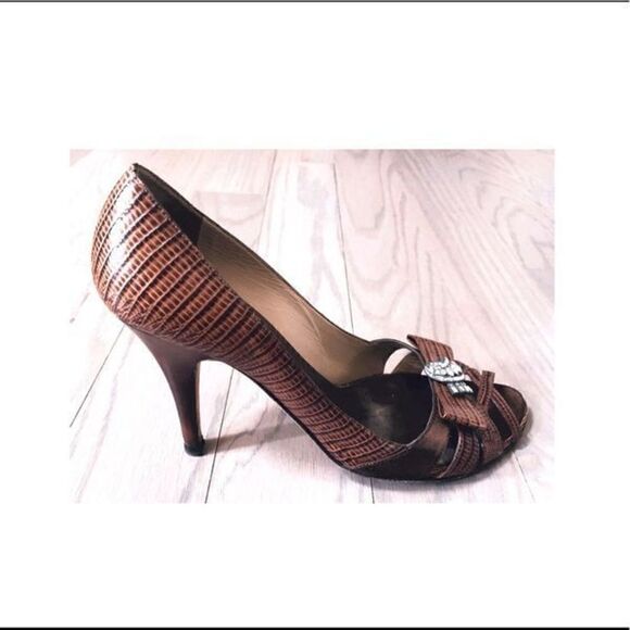 Giuseppe Zanotti Snakeskin Opentoe Heels - Picture 1 of 5